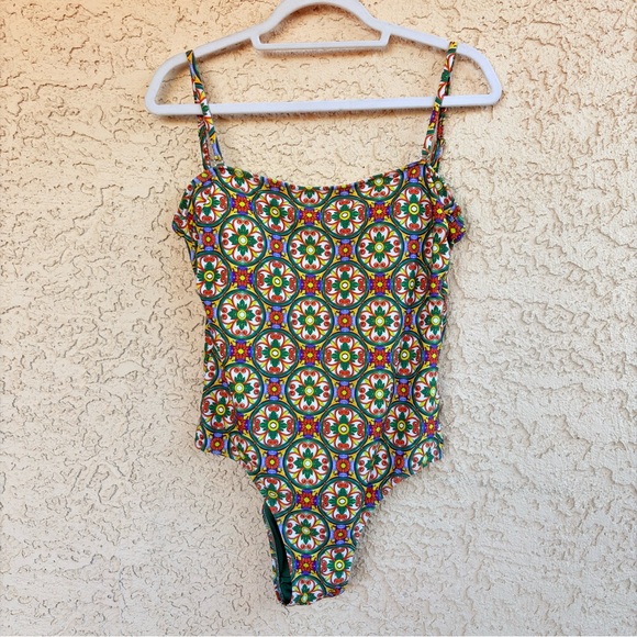 violetta Other - Violetta Italy Women’s 10 Boho Geometric Multicolor Green One Piece Swimsuit